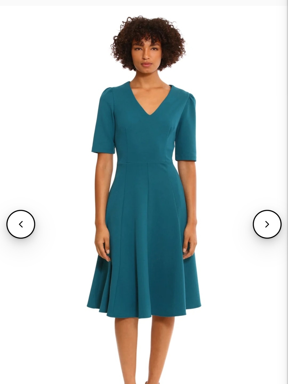 Donna Morgan Teal V-Neck Fit-and-Flare Midi Dress